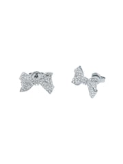Ted Baker Silver Tone BARSETA Crystal Bow Stud Earrings - Image 3 of 4