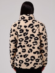 Loungeable Leopard Print Cosy Borg Fleece Quarter Zip Lounge Jumper - صورة 2 من 5