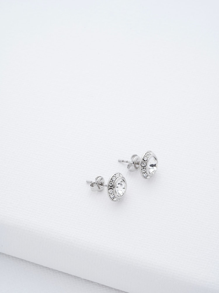 Ted Baker Silver Tone SOLETIA: Solitaire Sparkle Crystal Stud Earrings - Image 1 of 4