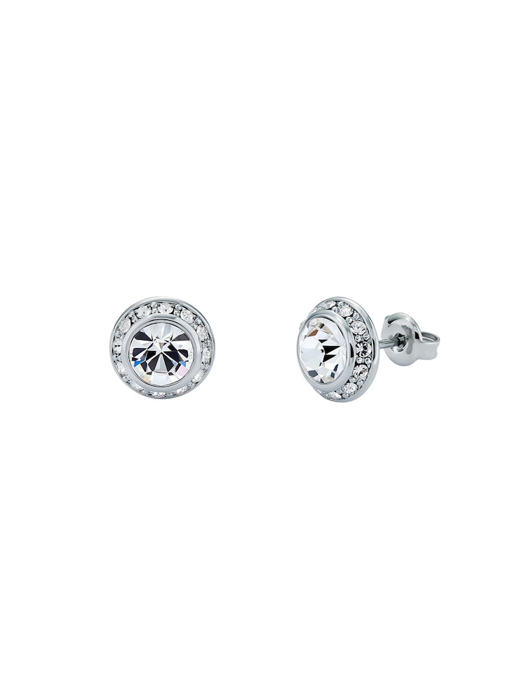 Ted Baker Silver Tone SOLETIA: Solitaire Sparkle Crystal Stud Earrings - Image 3 of 4