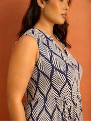 Live Unlimited Blue Print Nehru Collar Tiered Maxi Dress - Image 5 of 5