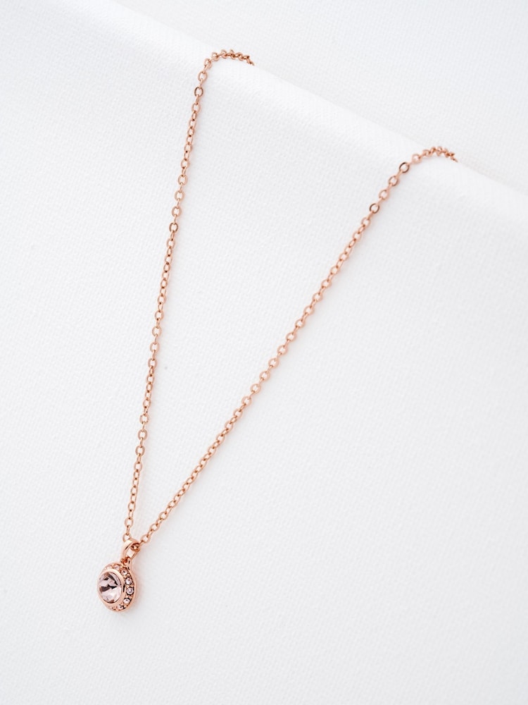 Ted Baker Rose Pink SOLTELL: Solitaire Sparkle Crystal Pendant Necklace - Image 4 of 5