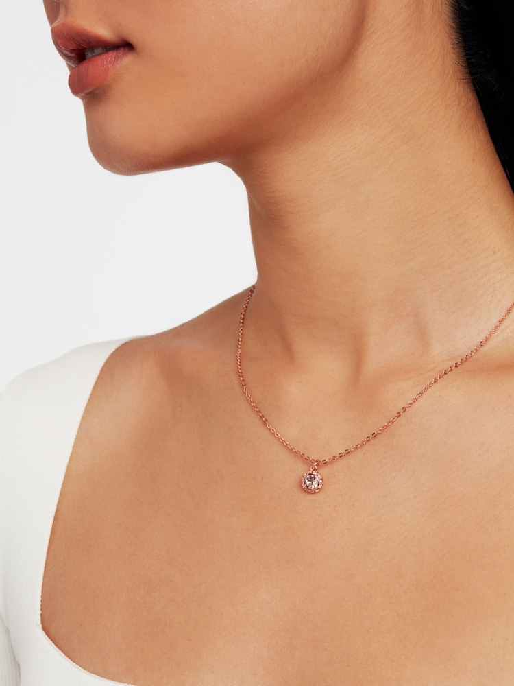 Ted Baker Rose Pink SOLTELL: Solitaire Sparkle Crystal Pendant Necklace - Image 5 of 5