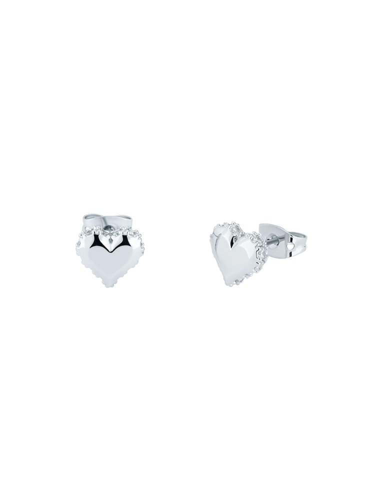 Ted Baker Silver Tone SERSY: Crystal Sparkle Heart Stud Earrings - Image 2 of 3