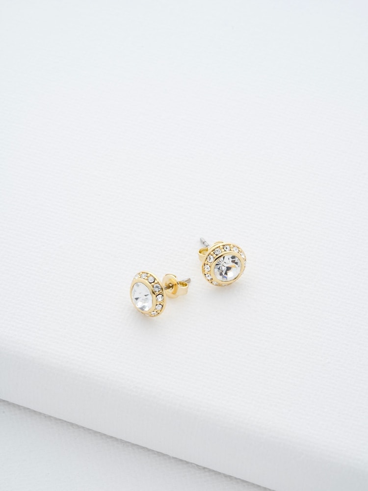 Ted Baker Gold Tone SOLETIA: Solitaire Sparkle Crystal Stud Earrings - Image 1 of 5
