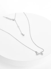 Ted Baker Silver Tone BARSIE Crystal Bow Pendant Necklace - Image 1 of 4