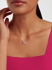 Ted Baker Silver Tone BARSIE Crystal Bow Pendant Necklace - Image 4 of 4