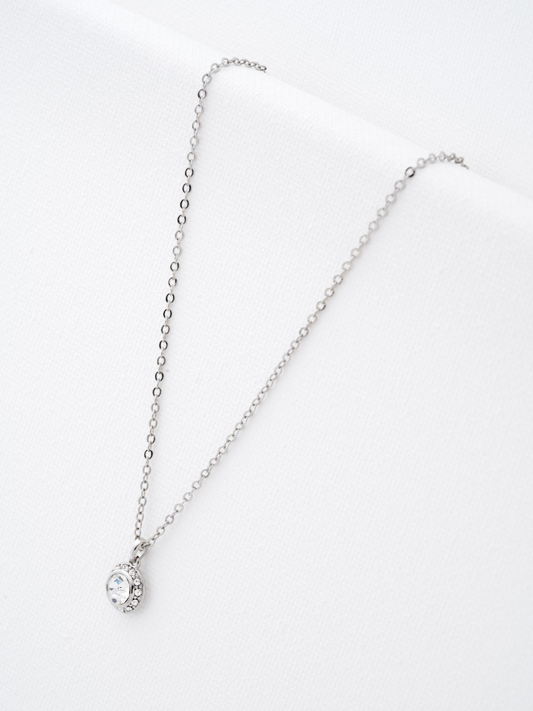 Ted Baker Silver Tone SOLTELL: Solitaire Sparkle Crystal Pendant Necklace - Image 4 of 5