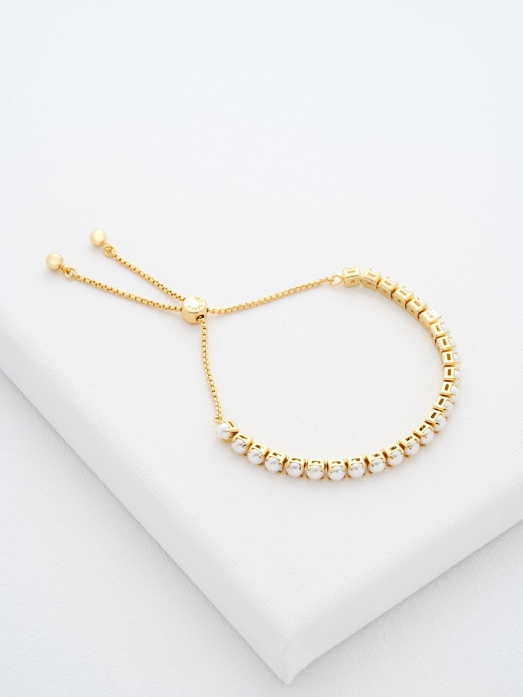 Ted Baker Gold Tone PERRMEL: Pearl Adjustable Tennis Bracelet - Image 1 of 4