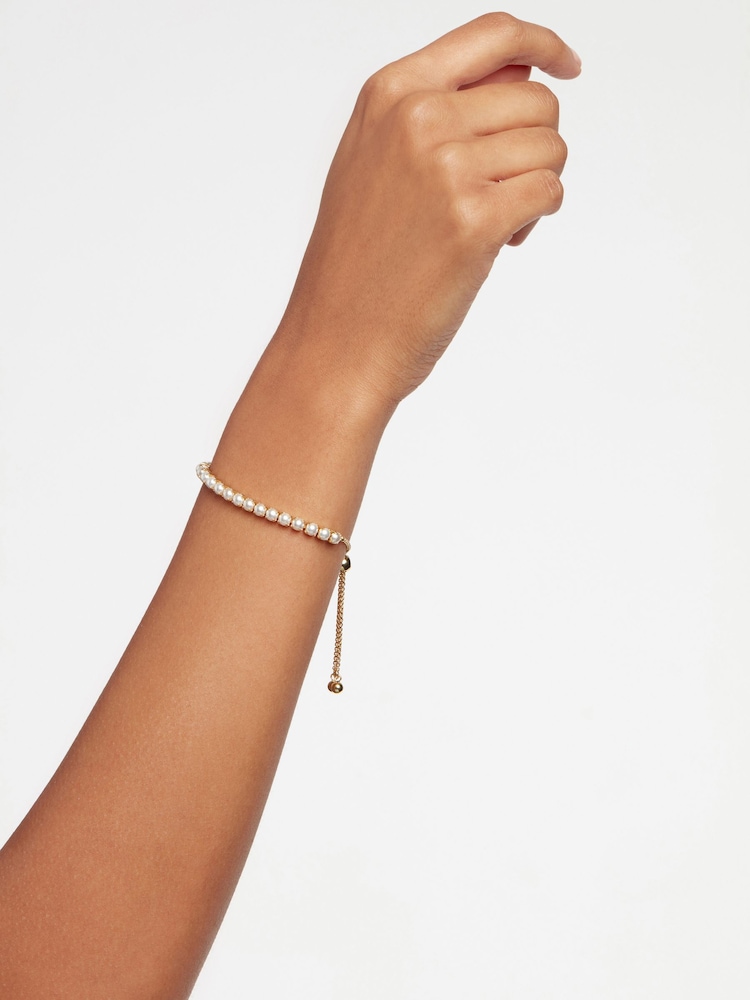 Ted Baker Gold Tone PERRMEL: Pearl Adjustable Tennis Bracelet - Image 3 of 4