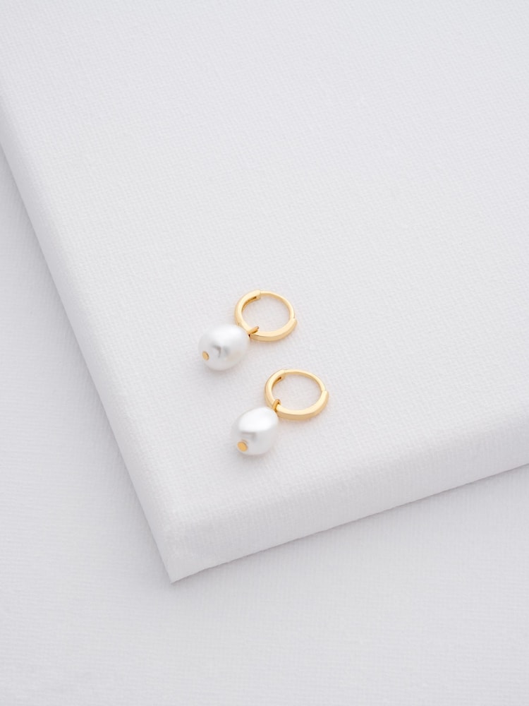 Ted Baker Gold Tone PERIAA: Pearl Huggie Earrings - Image 1 of 5