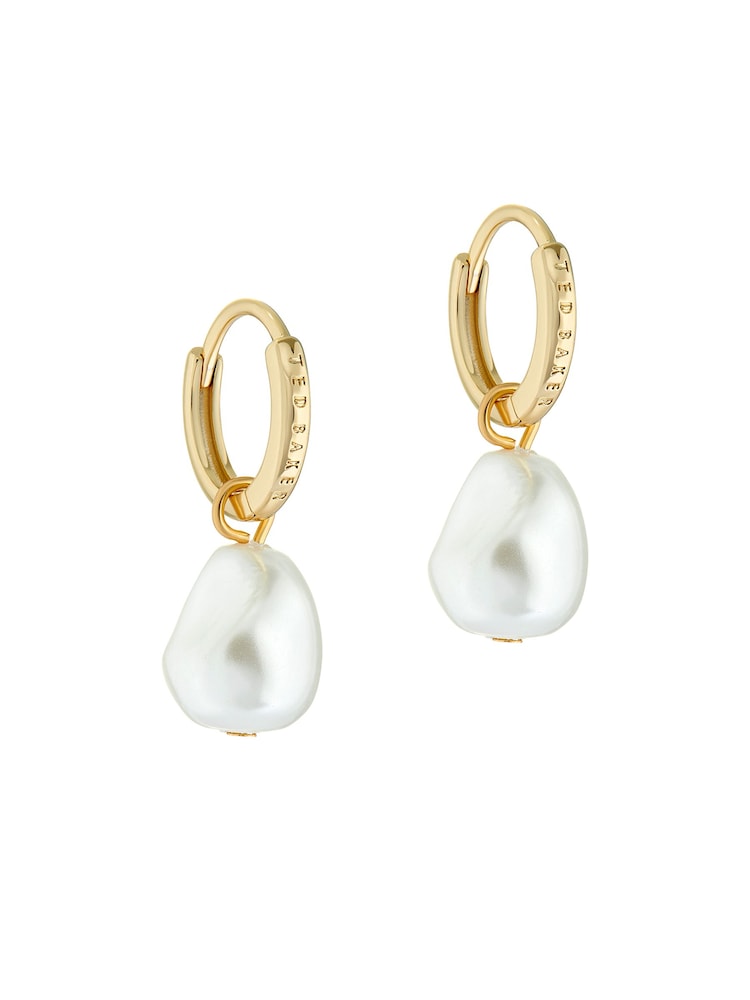 Ted Baker Gold Tone PERIAA: Pearl Huggie Earrings - Image 3 of 5