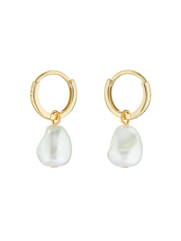 Ted Baker Gold Tone PERIAA: Pearl Huggie Earrings - Image 4 of 5