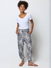 SCAMP & DUDE Grey Cheetah Balloon Leg Jersey Trousers - Image 1 of 6