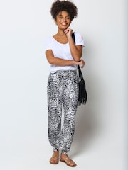 SCAMP & DUDE Grey Cheetah Balloon Leg Jersey Trousers - Image 2 of 6