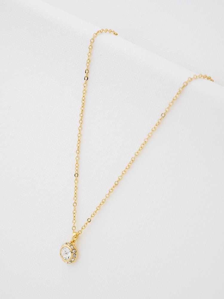 Ted Baker Gold Tone SOLTELL: Solitaire Sparkle Crystal Pendant Necklace - Image 1 of 4