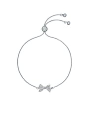 Ted Baker Silver Tone BARSET: Crystal Bow Adjustable Bracelet - Image 1 of 5