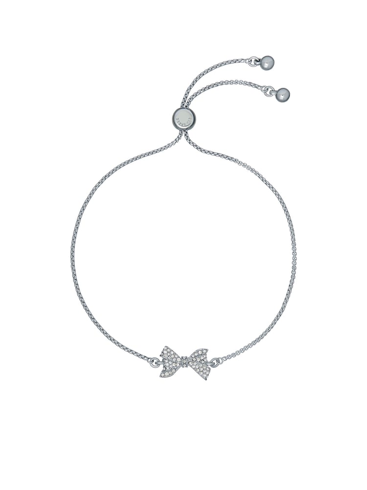 Ted Baker Silver Tone BARSET: Crystal Bow Adjustable Bracelet - Image 1 of 5