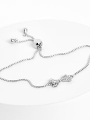 Ted Baker Silver Tone BARSET: Crystal Bow Adjustable Bracelet - Image 2 of 5
