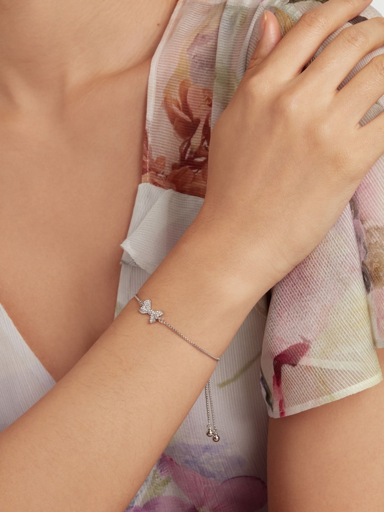 Ted Baker Silver Tone BARSET: Crystal Bow Adjustable Bracelet - Image 4 of 4 Ted Baker Silver Tone BARSET: Crystal Bow Adjustable Bracelet - Image 4 of 4