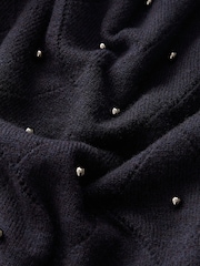 Navy Blue Pearl Embellished Jumper - Image 6 of 6