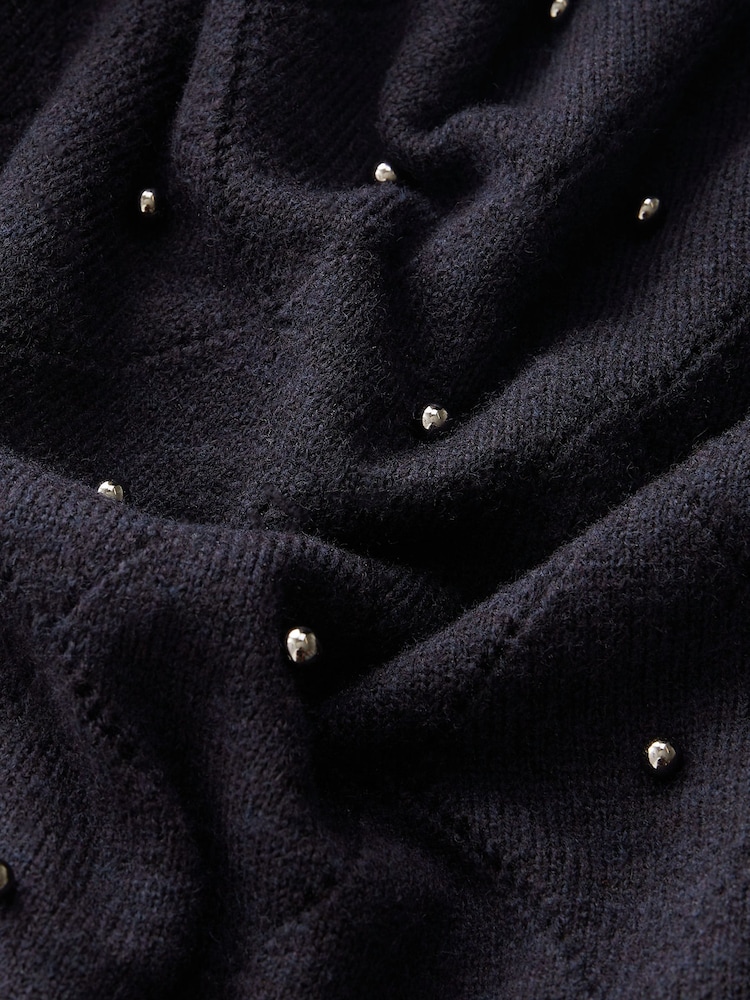 Navy Blue Pearl Embellished Jumper - Image 6 of 6