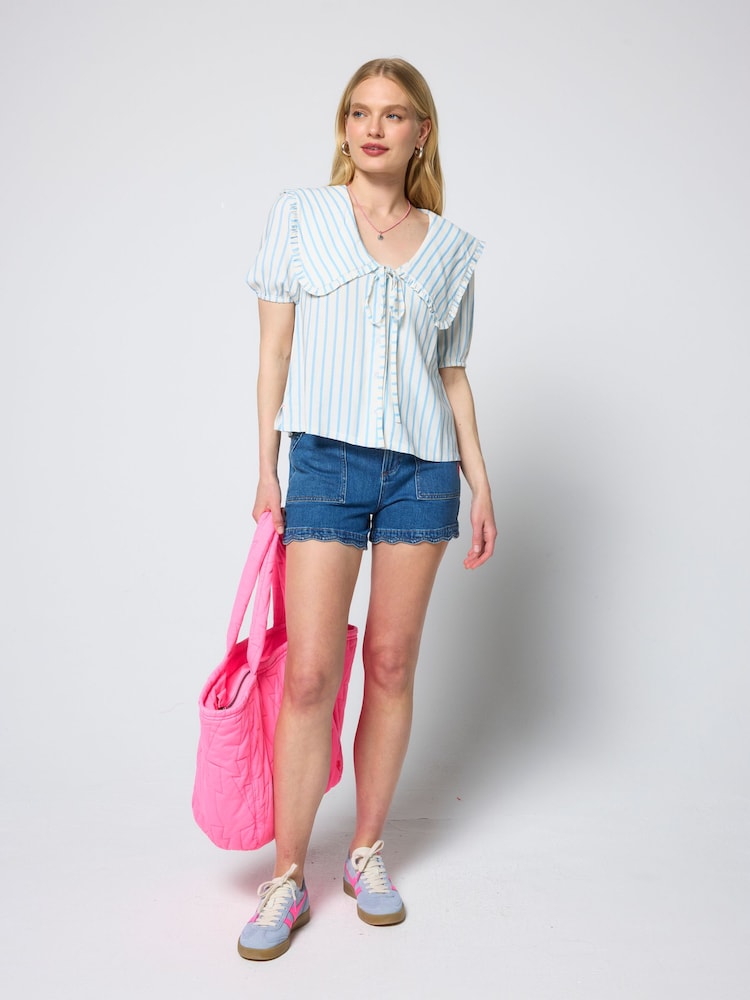SCAMP & DUDE Blue Stripe Collared Blouse - Image 2 of 4 SCAMP & DUDE Blue Stripe Collared Blouse - Image 2 of 4