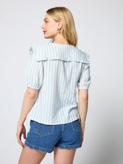 SCAMP & DUDE Blue Stripe Collared Blouse - Image 3 of 4