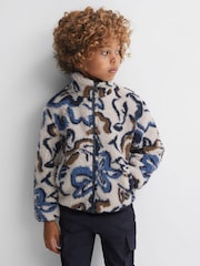 Reiss Ecru Multi Cadet Teen Relaxed Sherpa Zip-Through Jacket - Image 1 of 6