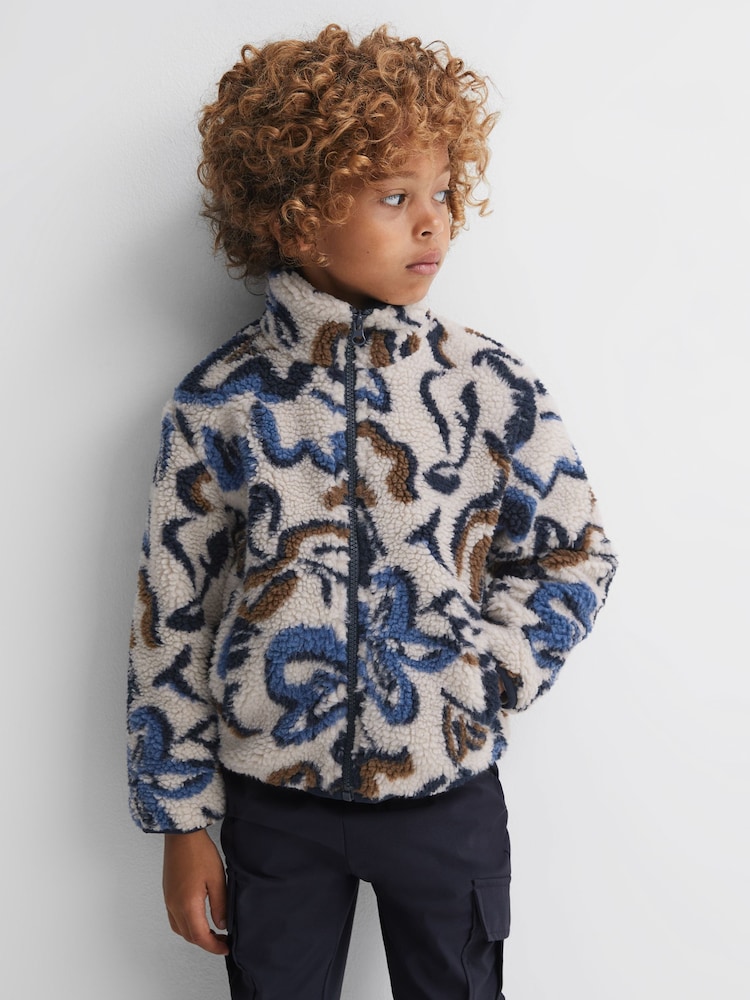 Reiss Ecru Multi Cadet Teen Relaxed Sherpa Zip-Through Jacket - Image 1 of 6