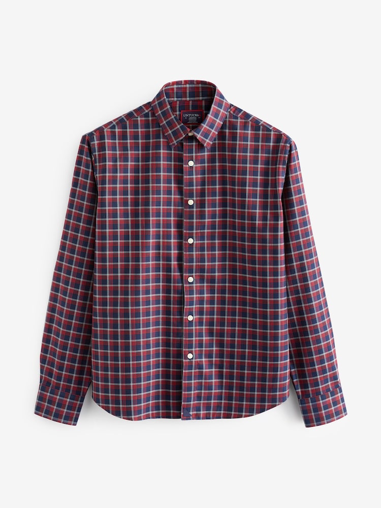 UNTUCKit Blue/Red Wrinkle-Free Slim Fit Cheny 100% Cotton Shirt - Image 5 of 6