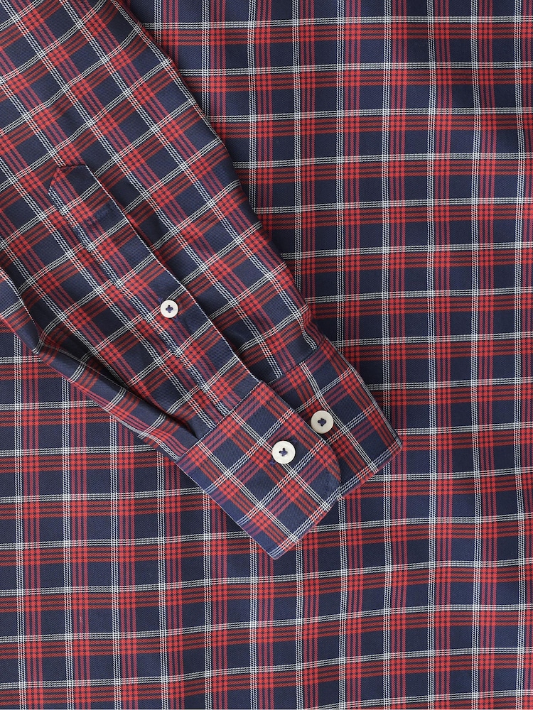 UNTUCKit Blue/Red Wrinkle-Free Slim Fit Cheny 100% Cotton Shirt - Image 6 of 6