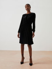 FatFace Black Annie Velvet Dress - Image 1 of 6