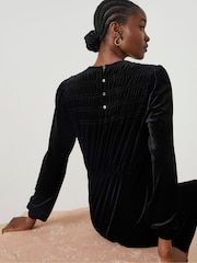 FatFace Black Annie Velvet Dress - Image 5 of 6