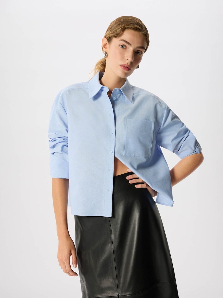 Whistles Blue Boxy Oxford Cotton Shirt - Image 1 of 6