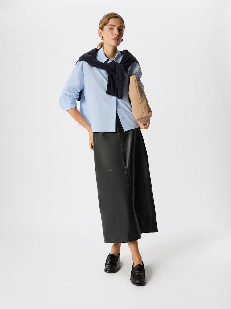 Whistles Blue Boxy Oxford Cotton Shirt - Image 2 of 6