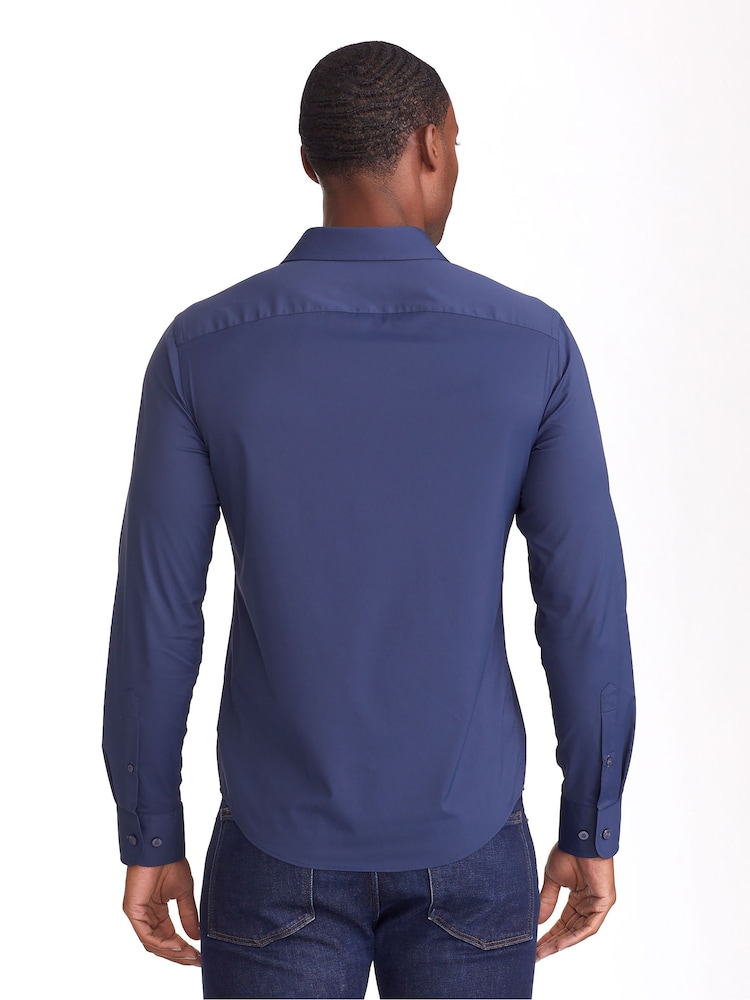 UNTUCKit Navy Blue Wrinkle-Free Performance Slim Fit Gironde Shirt - Image 2 of 3