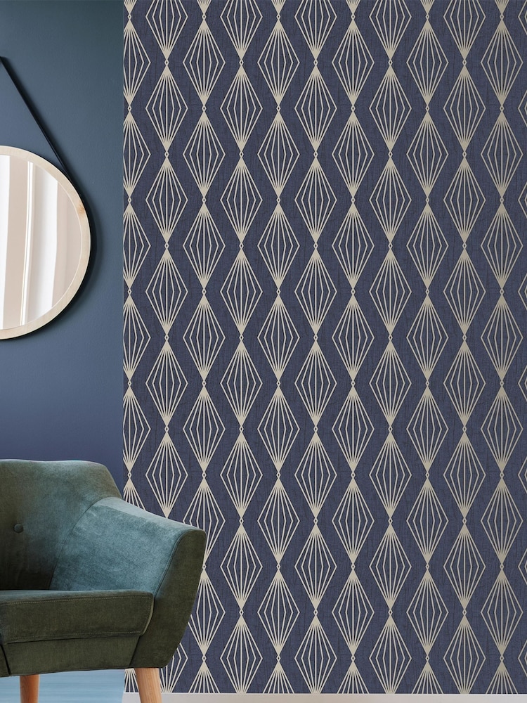 Art For The Home Dark Grey Boutique Marquise Geo 10M Wallpaper - Image 1 of 3