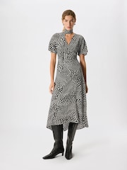 Whistles Mixed Spot V-Neck Midi Dress - Bild 1 von 4