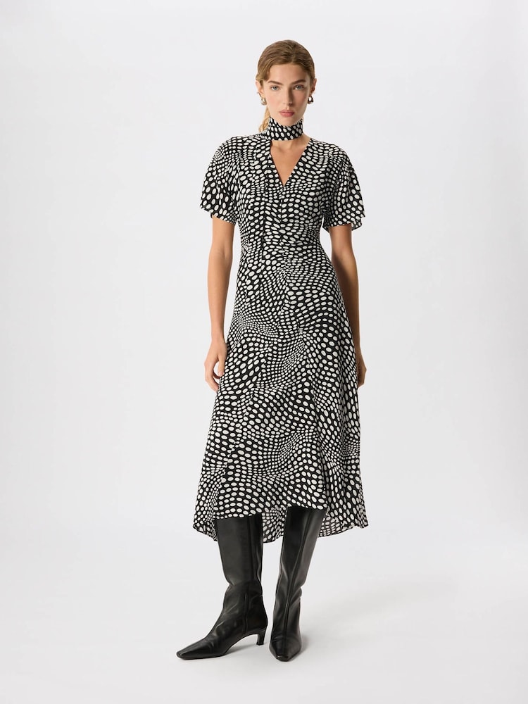 Whistles Mixed Spot V-Neck Midi Dress - Bild 1 von 4