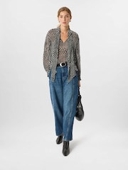 Whistles Black Mixed Spot Scarf Sheer Blouse - Image 2 of 4