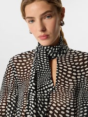 Whistles Black Mixed Spot Scarf Sheer Blouse - Image 3 of 4