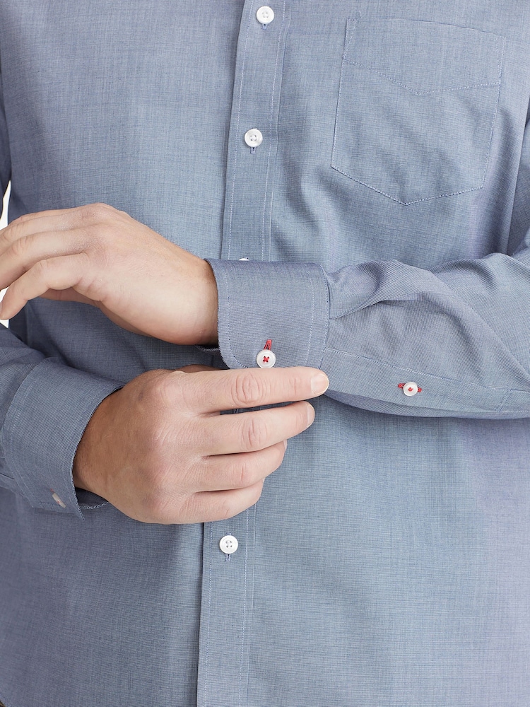 UNTUCKit Blue Slim Fit 100% Cotton Wrinkle Free Pio Cesare Shirt - Image 4 of 4