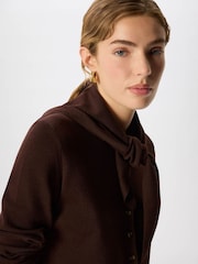 Whistles Brown Crew Neck Scarf Cardigan - Image 1 of 4