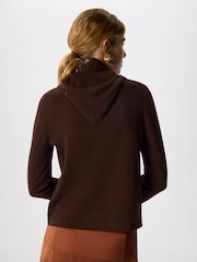 Whistles Brown Crew Neck Scarf Cardigan - Image 4 of 4