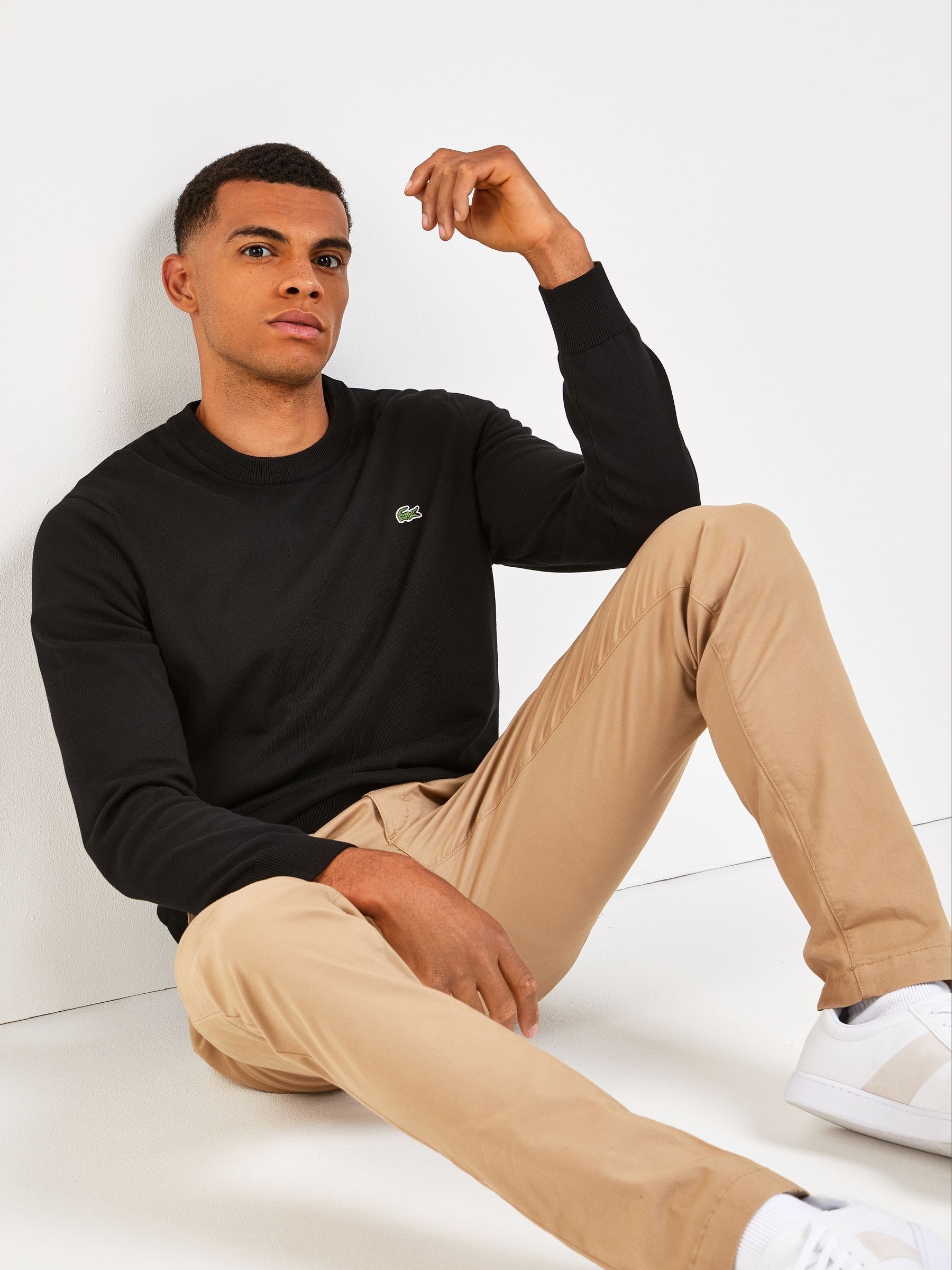 Buy Lacoste Black Cotton Crew Neck Jumper from Next Romania