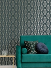 Art For The Home Emerald Green Boutique Marquise Geo 10M Wallpaper - Image 1 of 3