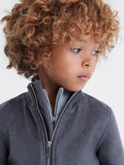 Reiss Airforce Blue Shuffle 13-14 yrs Wool Blend Zip-Through Jacket - Image 4 of 6