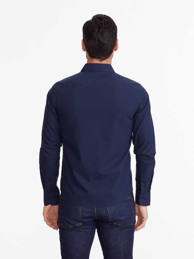 UNTUCKit Navy Blue 100% Cotton Wrinkle-Free Relaxed Fit Castello Shirt - Image 2 of 6