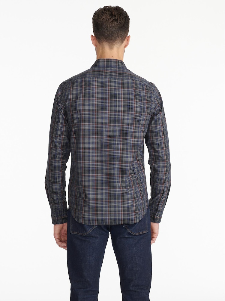UNTUCKit Blue Dark 100% Cotton Wrinkle-Free Slim Fit Cordero Shirt - Image 3 of 5
